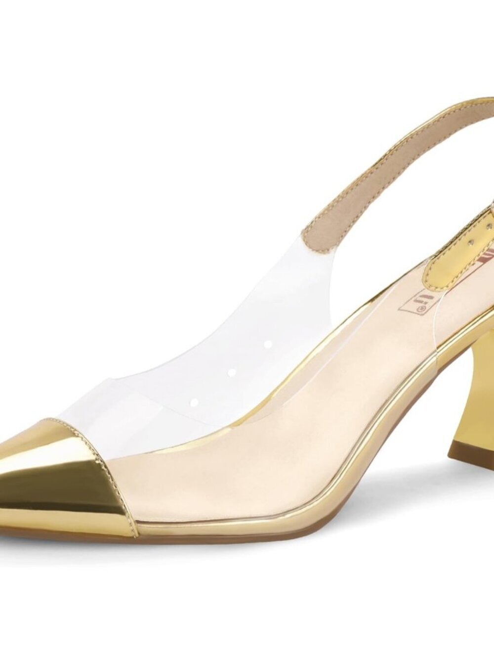 Women's Gold Slingback Pumps Closed Pointed Toe Kitten Low Short Prom Heels